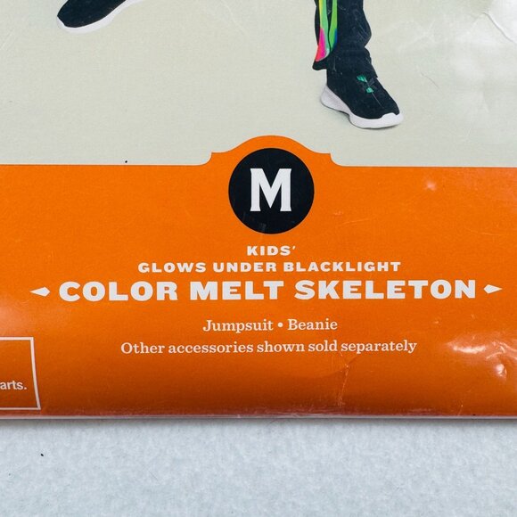 Hyde & Eek! Color Melt Skeleton Jumpsuit & Beanie Halloween Costume Kids 3+ Sz M - Picture 4 of 5